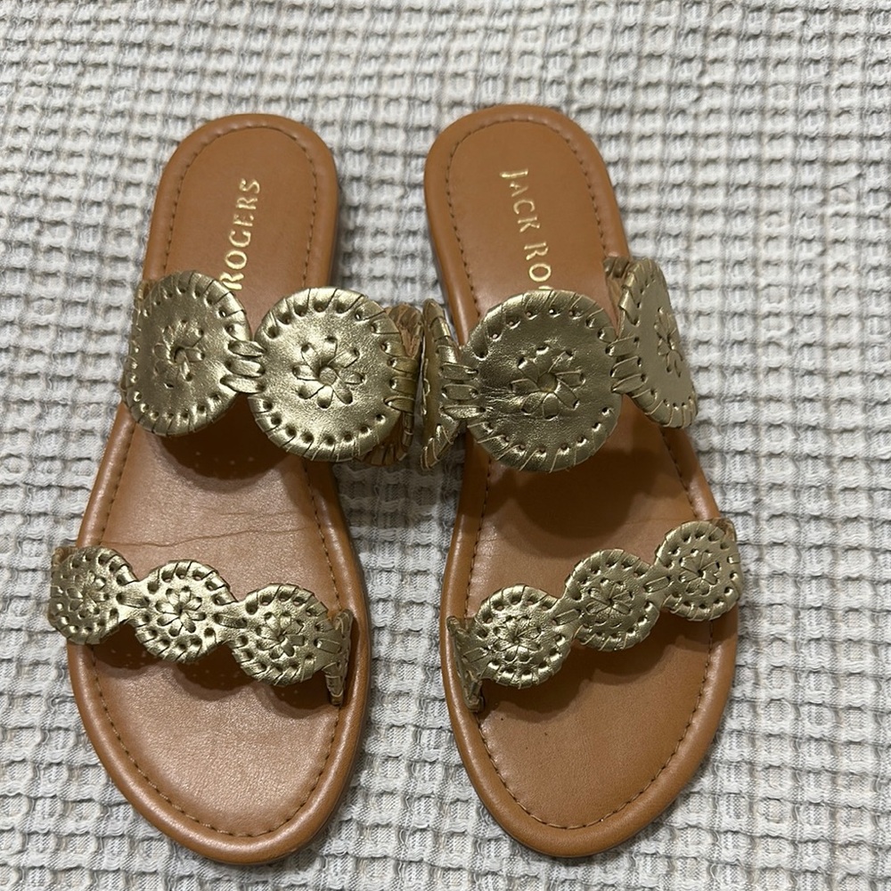 Jack Rogers Metallic Gold Sandals - 7.5 size